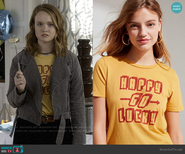 Project Social T Happy Tee worn by Abby Hammond (Liv Hewson) on Santa Clarita Diet