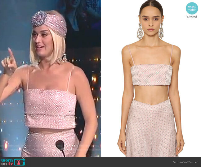 Shiny Embellished Crop Top by Raisa & Vanessa worn by Katy Perry on American Idol