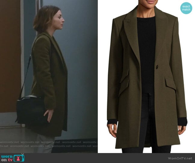 Duchess Tailored-Fit Coat by Rag and Bone worn by Amelia Shepherd (Caterina Scorsone) on Greys Anatomy