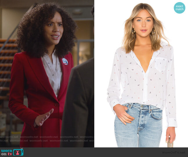 Taylor Button-Down Shirt by Rails worn by Allison Adams (Jasmin Savoy Brown) on For the People