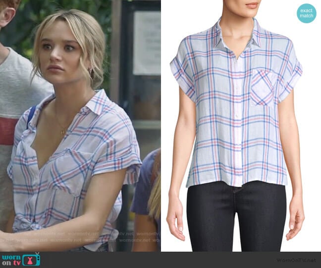 Whitney Stripe Short-Sleeve Top by Rails worn by Clementine Hughes (Hunter King) on Life in Pieces