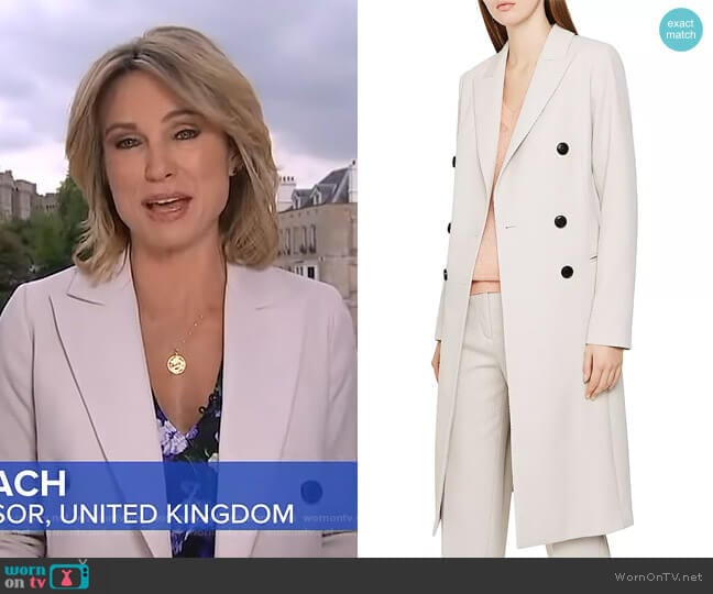 Honour Heavy Twill Coat by Reiss worn by Amy Robach on Good Morning America