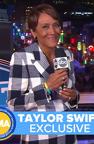 Robin’s waffled checked suit on Good Morning America