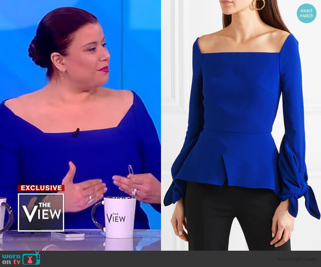 Wicklow crepe peplum top by Roland Mouret worn by Ana Navarro on The View