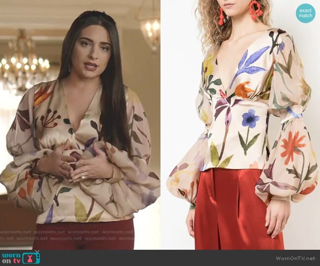 Corinilla Blouse by Silvia Tcherassi worn by Cristal Jennings (Daniella Alonso) on Dynasty