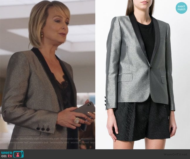 Metallic Fitted Blazer by Saint Laurent worn by Jacqueline (Melora Hardin) on The Bold Type