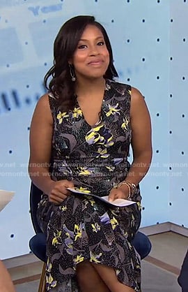 Sheinelle’s black floral sleeveless dress on Today