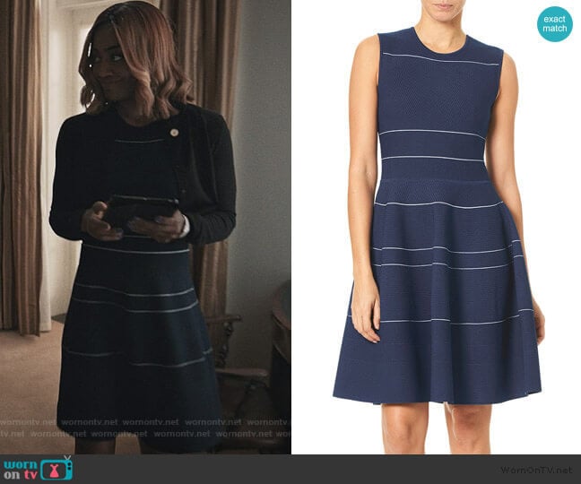 Stripe Knit Fit-and-Flare Dress by Carolina Herrera worn by Daisy Grant (Patina Miller) on Madam Secretary