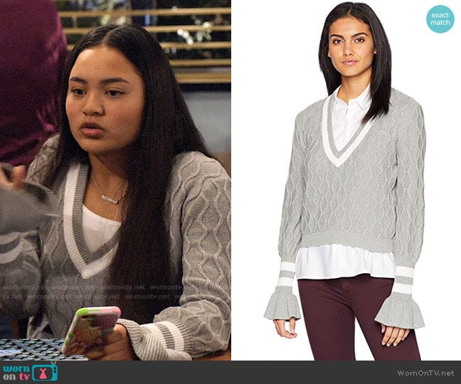 The Fifth Label Graduate V Neck Collegiate Sweater worn by Xuan (Tiana Le) on No Good Nick