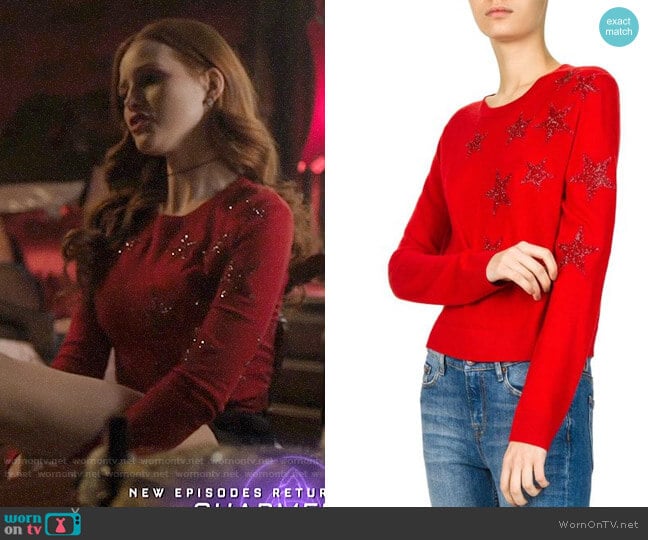 The Kooples Sparkling Star-Embroidered Sweater worn by Cheryl Blossom (Madelaine Petsch) on Riverdale