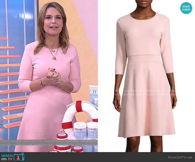 Three Quarter Sleeve Knit Dress by Lela Rose worn by Savannah Guthrie on Today