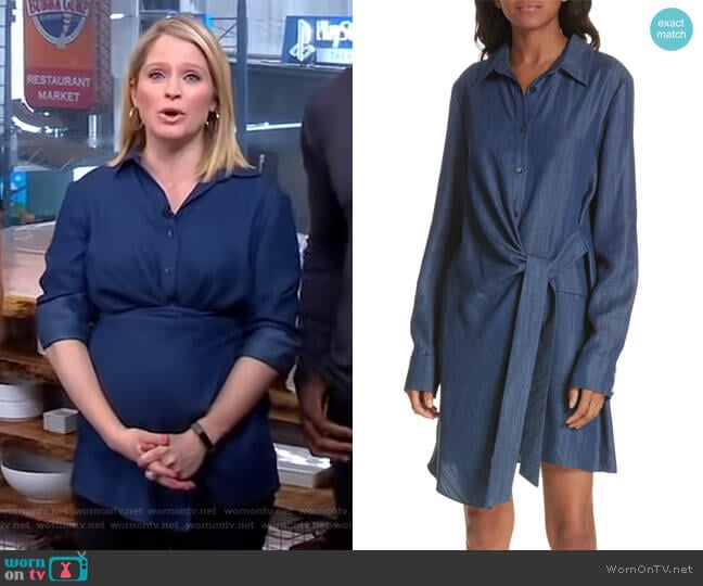 Side Tie Chambray Shirtdress by Tibi worn by Sara Haines on Good Morning America