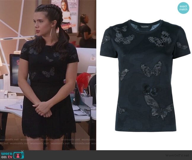 Rockstud Butterfly Embroidered T-shirt by Valentino worn by Jane Sloan (Katie Stevens) on The Bold Type