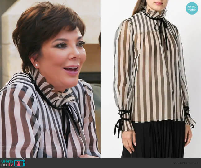 Striped Blouse by Valentino worn by Kris Jenner on Keeping Up with the Kardashians