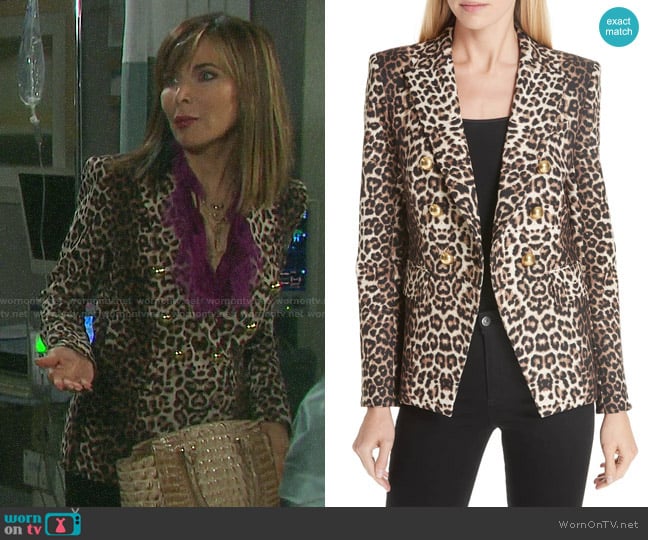 Veronica Beard Miller Leopard Jacket worn by Kate Roberts (Lauren Koslow) on Days of our Lives