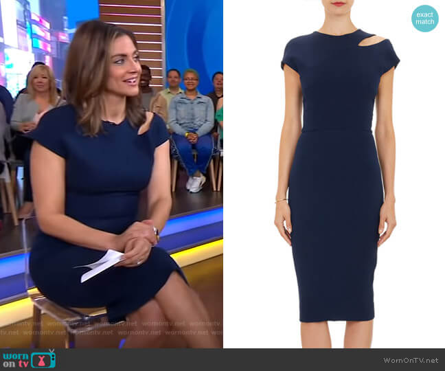 Cutout-Shoulder Sheath Dress by Victoria Beckham worn by Paula Faris on Good Morning America