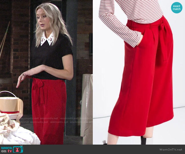 Zara Cropped Flowing Culottes worn by Abby Newman (Melissa Ordway) on The Young and the Restless