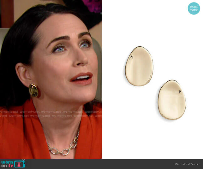 Alexis Bittar Gold Plated Dish Earrings worn by Quinn Fuller (Rena Sofer) on The Bold & the Beautiful