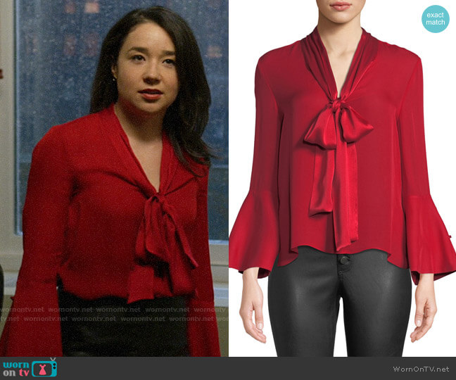 Alice + Olivia Merideth Blouse worn by Marissa Gold (Sarah Steele) on The Good Fight