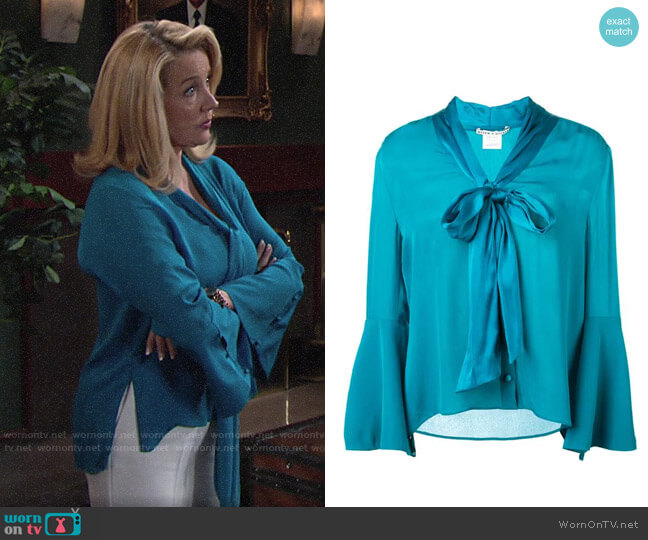 Alice + Olivia Merideth blouse worn by Nikki Reed Newman (Melody Thomas-Scott) on The Young and the Restless