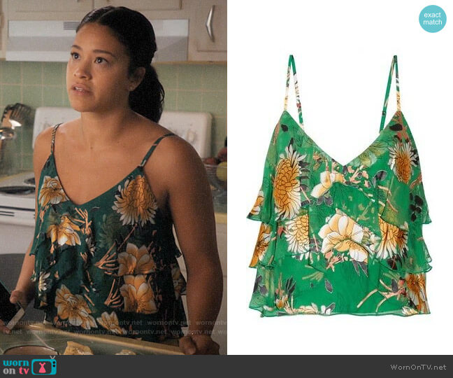 Alice + Olivia Vanessa Tiered Cami worn by Jane Villanueva (Gina Rodriguez) on Jane the Virgin