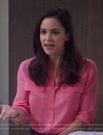 Amy's pink button down blouse on Brooklyn Nine-Nine