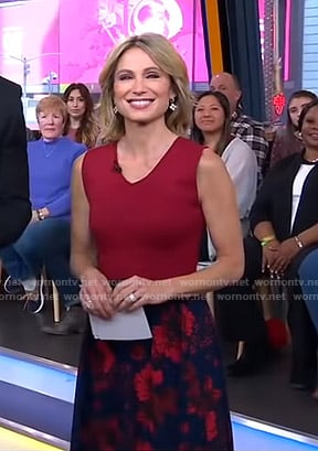 Amy’s red top and floral skirt on Good Morning America