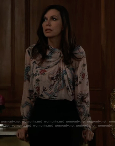 Anna’s pink dragon print blouse on General Hospital