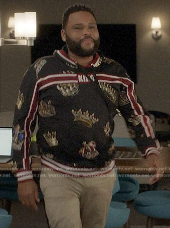 Andre’s KING hoodie with crowns on Black-ish