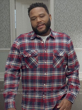 Andre's red and navy plaid shirt on Black-ish