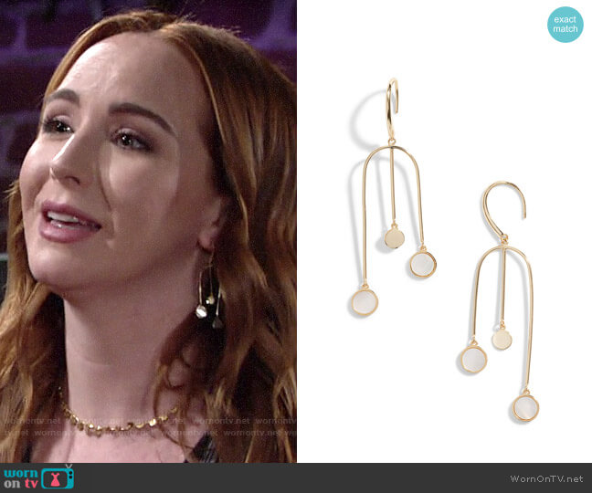 Argento Vivo Swing Drop Mother of Pearl Earrings worn by Mariah Copeland (Camryn Grimes) on The Young & the Restless