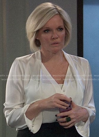 Ava’s white v-neck blouse on General Hospital