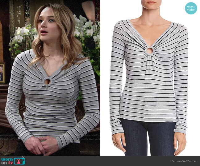 Bailey 44 Warm And Fuzzy Striped Top worn by Summer Newman (Hunter King) on The Young & the Restless