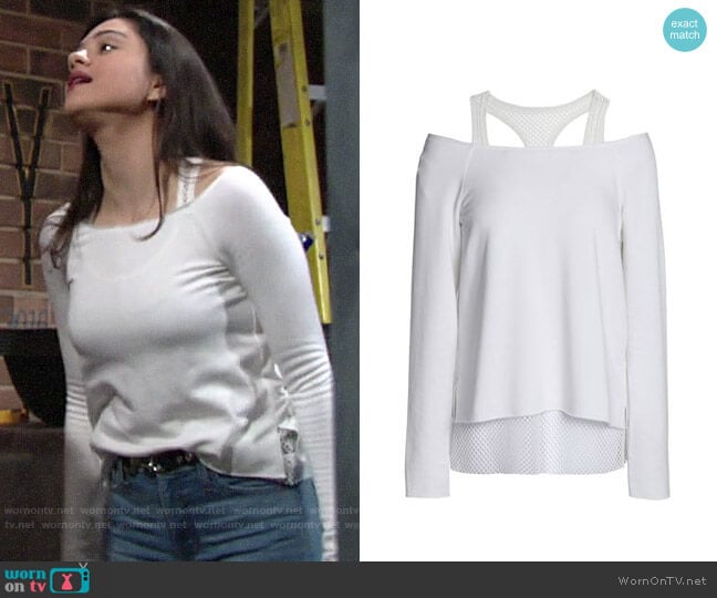 Bailey 44 Cold-shoulder Mesh-trimmed Top worn by Lola Rosales (Sasha Calle) on The Young and the Restless