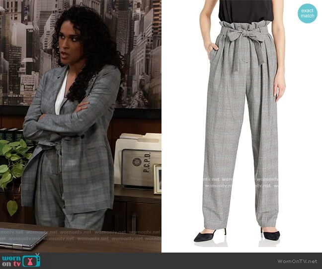 Bcbgmaxazria Houndstooth Paperbag Waist Trouser worn by Jordan Ashford (Briana Nicole Henry) on General Hospital