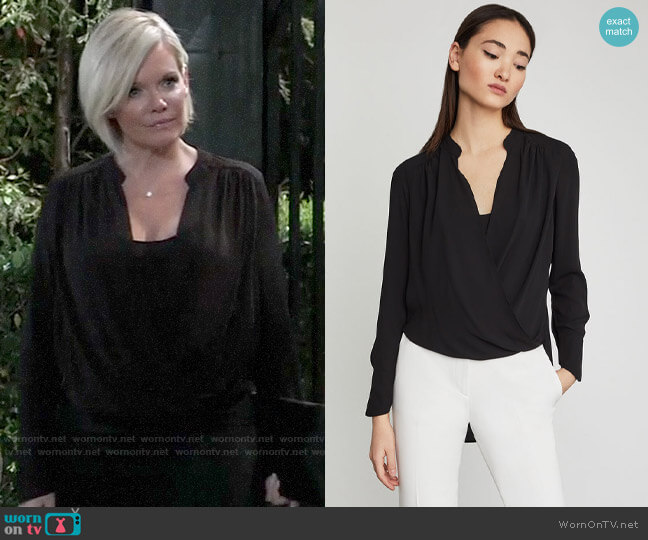 WornOnTV: Ava’s black draped front blouse on General Hospital | Maura ...