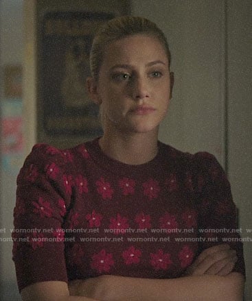 Betty's red and pink floral sweater on Riverdale