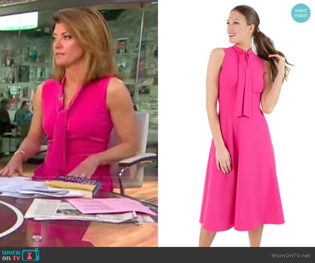 Black Halo Carolina Dress worn by Norah O'Donnell on CBS Mornings