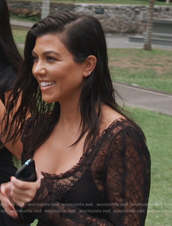 Kourtney's black lace top on Keeping Up with the Kardashians