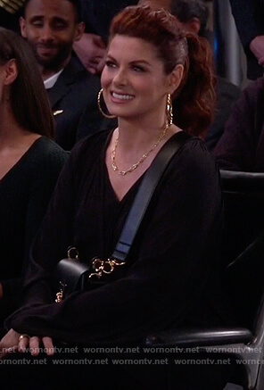 Grace’s black tie neck blouse on Will and Grace