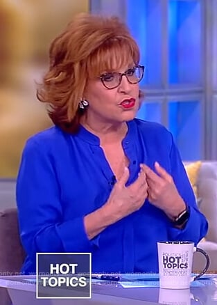 Joy’s blue asymmetric blouse on The View