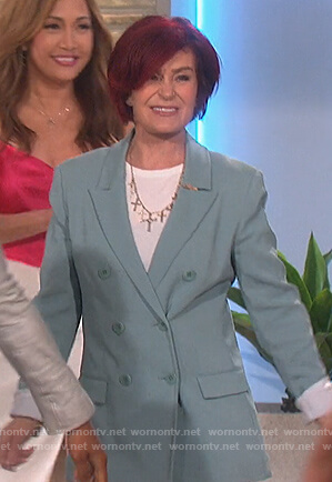 Sharon’s teal double breasted blazer on The Talk