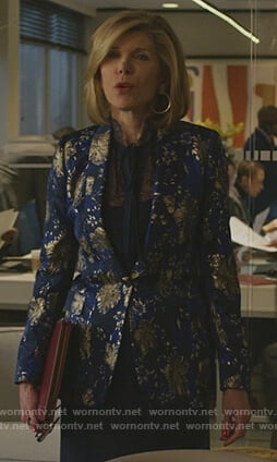 Diane's blue metallic blazer on The Good Fight