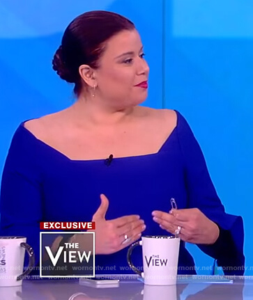 Ana’s blue tie cuff top on The View