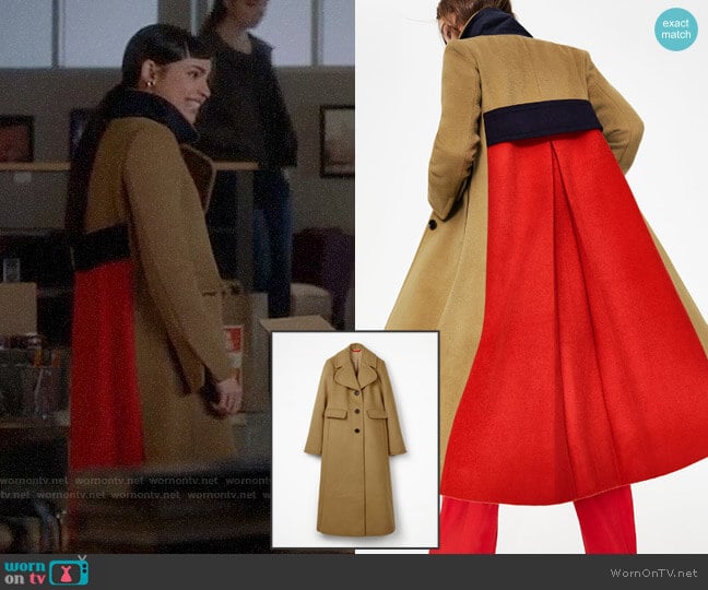 Boden Farleigh Coat worn by Ava Jalali (Sofia Carson) on Pretty Little Liars The Perfectionists