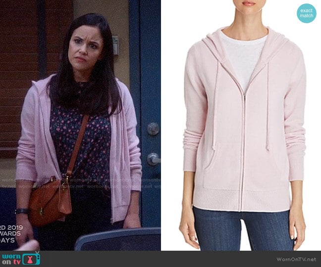 C by Bloomingdales Cashmere Hoodie worn by Amy Santiago (Melissa Fumero) on Brooklyn Nine-Nine