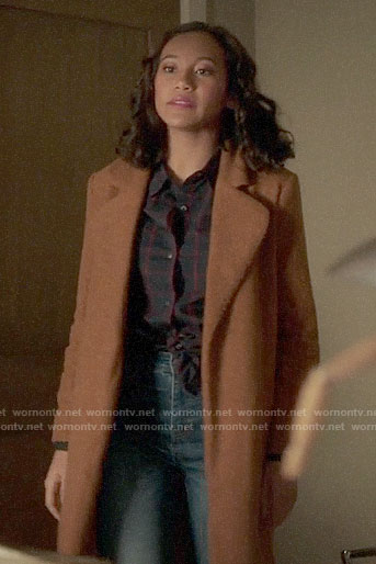 Caitlin’s tan teddy coat on Pretty Little Liars The Perfectionists