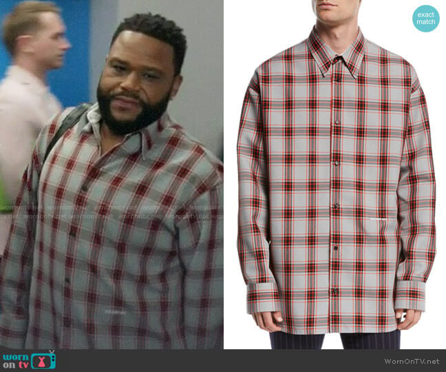 Calvin Klein 205W39NYC Tartan Check Sport Shirt worn by Andre Johnson (Anthony Anderson) on Black-ish