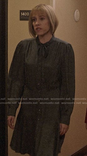 Catherine's long sleeve tie neck dress on Veep