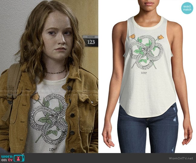 Chaser Snakes & Roses Lust Graphic Tank worn by Abby Hammond (Liv Hewson) on Santa Clarita Diet